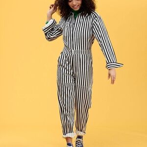Lucy & Yak Black And White Striped Carmen Boilersuit